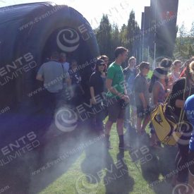 Football entrance tunnel with smoke effect.