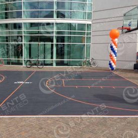 Basketball court built out and custom branded for one day event.