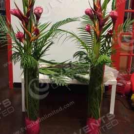 3ft Vases with birds of paradise.