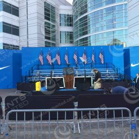 Everyone getting ready for the president, and a secret service security detail ensures everyone's safety.