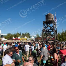 We designed, engineered, stamped, built, painted, installed, and removed this custom fabricated this water tower structure in order to give a huge impact for this special event.  This structure was loaded in and installed, enjoyed and removed within less than 24hrs.
