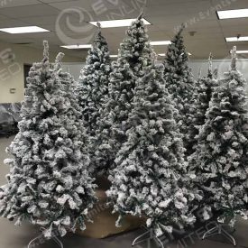Flocked trees being staged in our production facility and prepped for a quick load in.