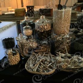 This was for a black and white themed party- a candy station, fully loaded - and fully enjoyed.