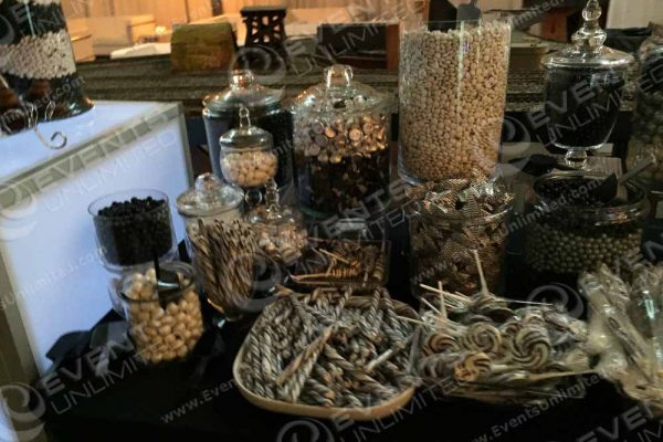 This was for a black and white themed party- a candy station, fully loaded - and fully enjoyed.