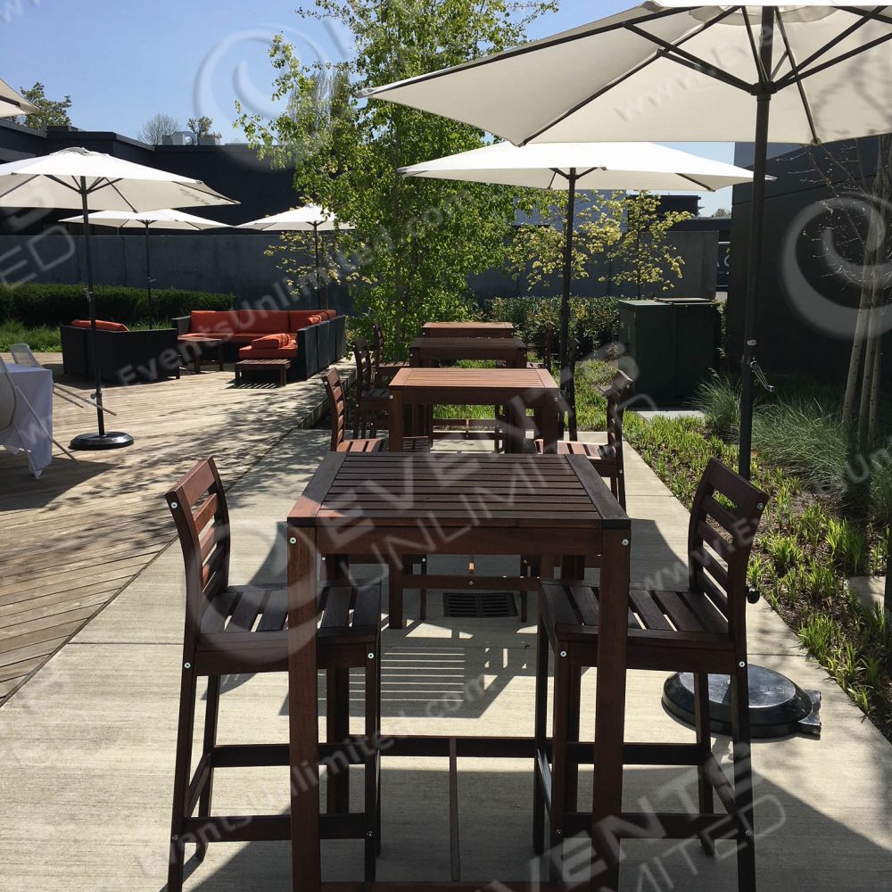 Wood Slat Patio Furniture Rental Bar Height Table Rentals